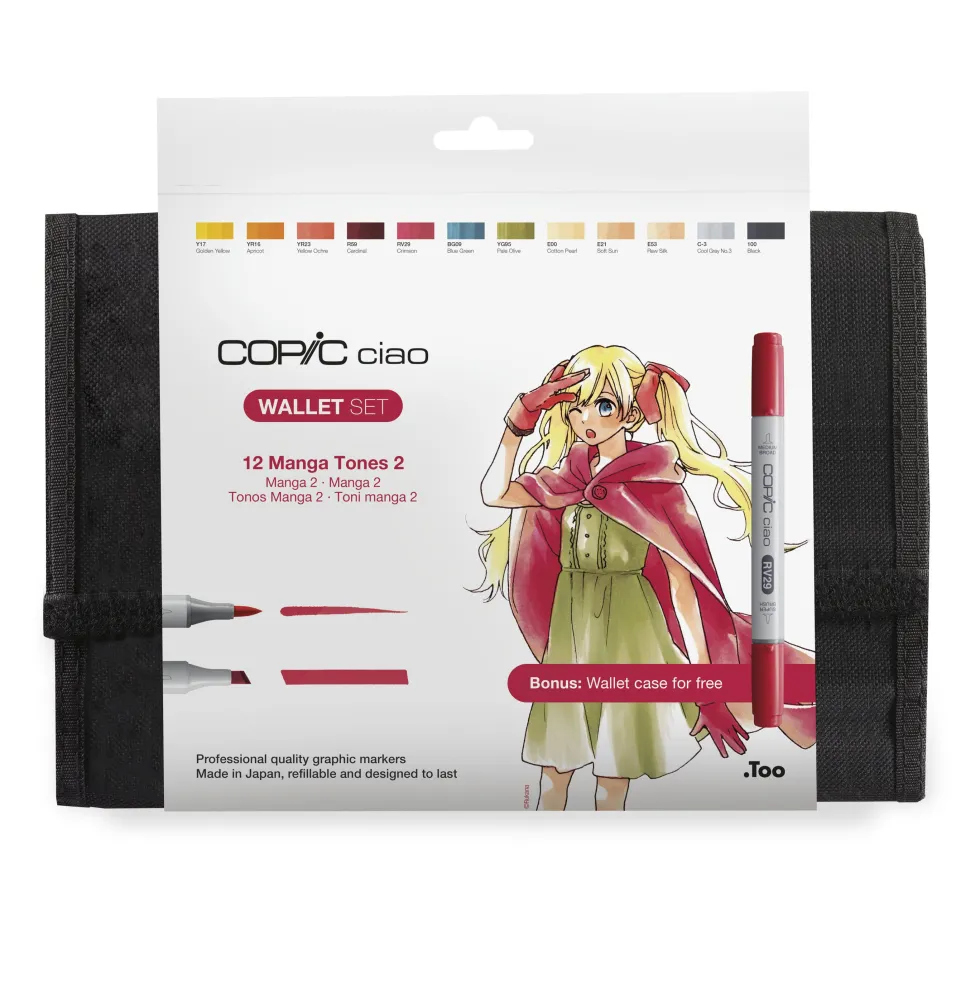 Zestaw markerów dwustronnych Copic Ciao Manga Tones 2 - 12 szt.