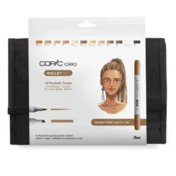 Zestaw markerów dwustronnych Copic Ciao Portrait Tones w etui - 12 szt.