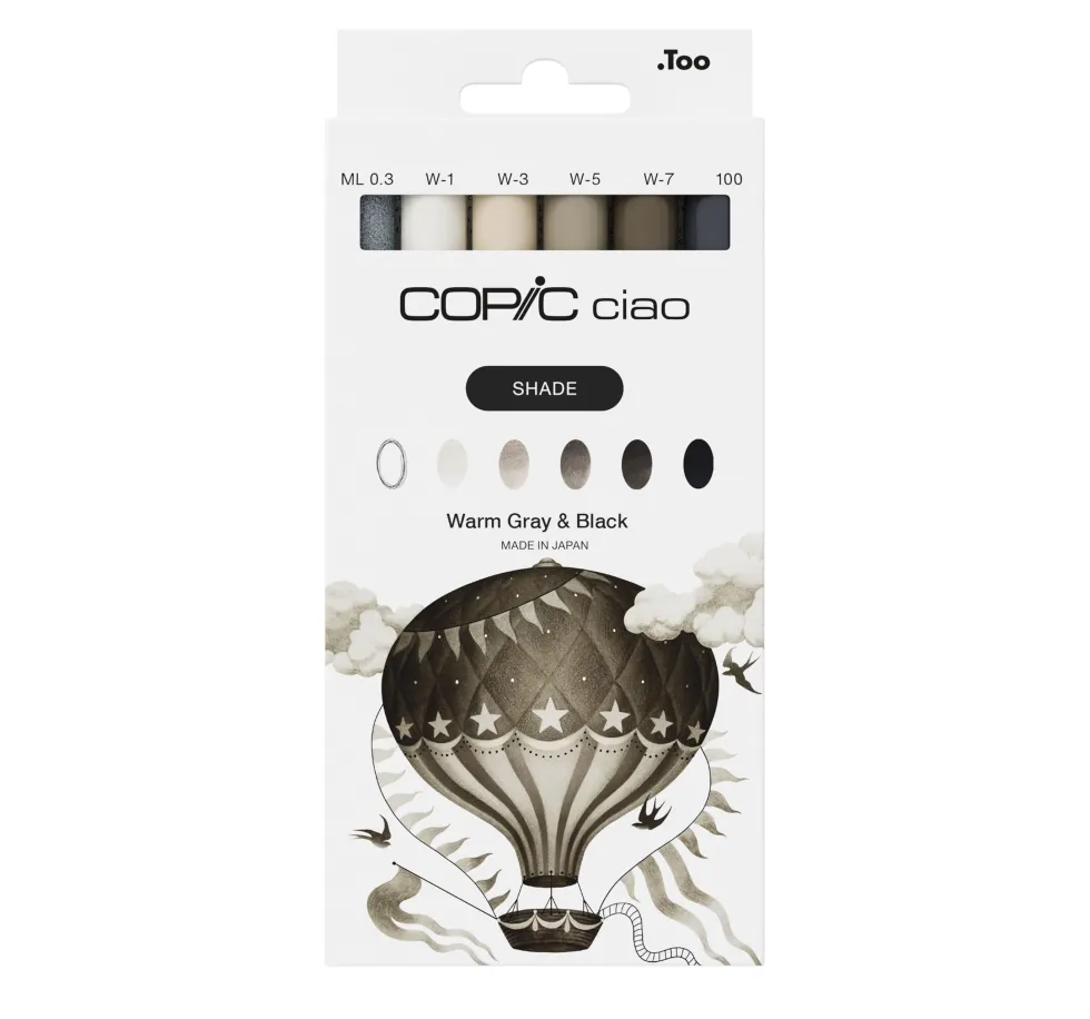 Zestaw markerów dwustronnych Copic Ciao Shade - Warm Gray & Black 6 szt.