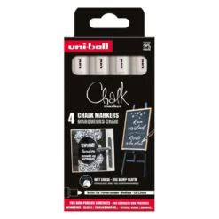Zestaw markerów kredowych do tablic Chalk - Uni - White, 4 szt.