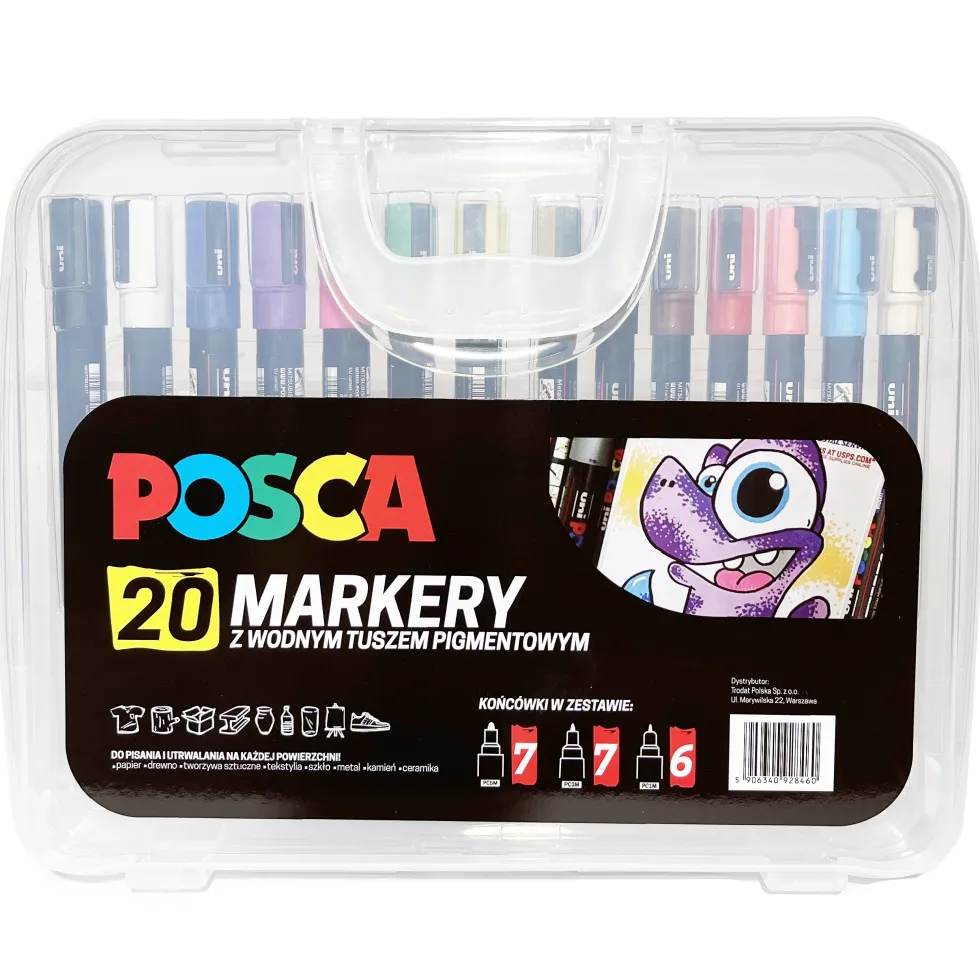 Zestaw markerów Posca w plastikowej walizce - Uni - 20 szt.