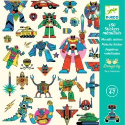 Zestaw metalicznych naklejek, Roboty - Djeco - 160 szt.
