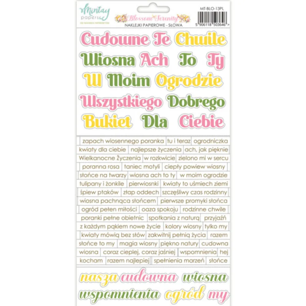 Zestaw naklejek papierowych 15,2 x 20,3 cm - Mintay - Blossom Serenity