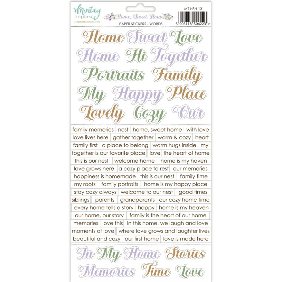 Zestaw naklejek papierowych 15,2 x 20,3 cm - Mintay - Home Sweet Home, wersja angielska