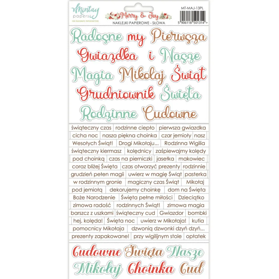 Zestaw naklejek papierowych 15,2 x 20,3 cm - Mintay - Merry & Joy
