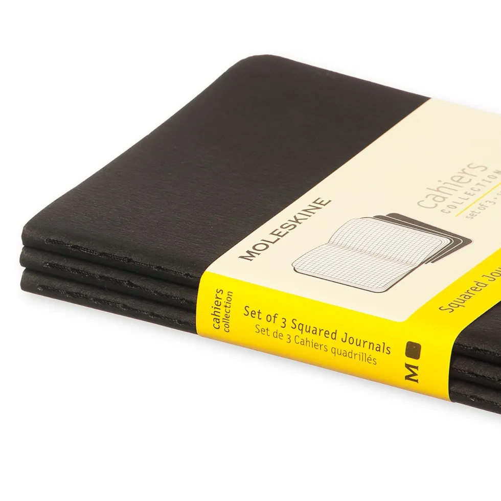 Zestaw notatników w kratkę A6 - Moleskine - czarne 3 szt.
