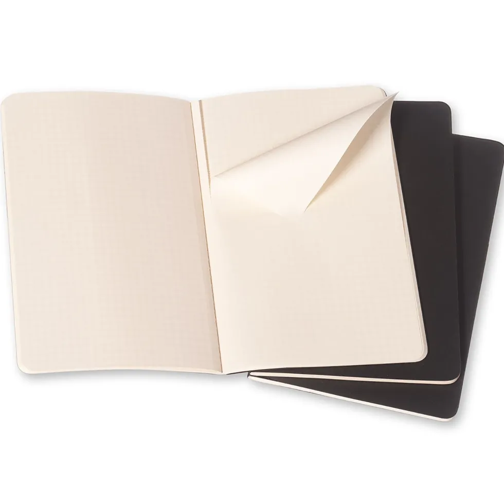 Zestaw notatników w kratkę A6 - Moleskine - czarne 3 szt.
