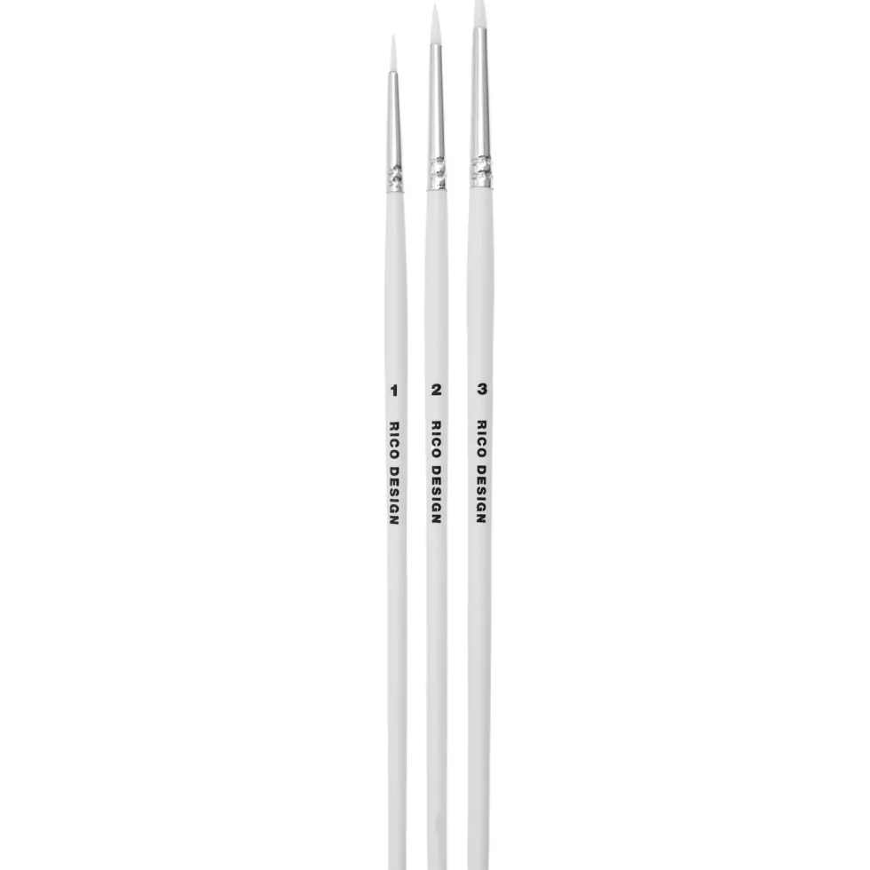 Zestaw okrągłych syntetycznych pędzli Acrilini - Rico Design - 3 szt.