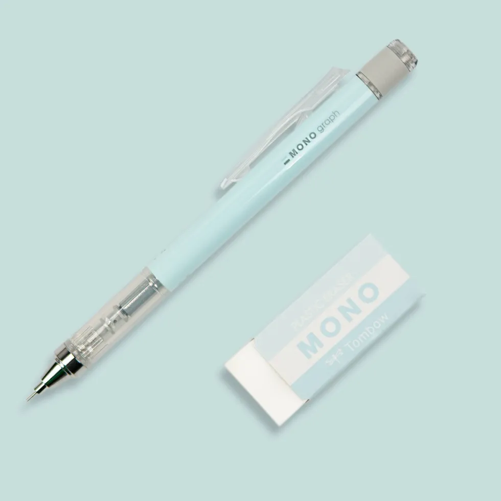 Zestaw ołówek MONO Graph + gumka - Tombow - Ice Blue