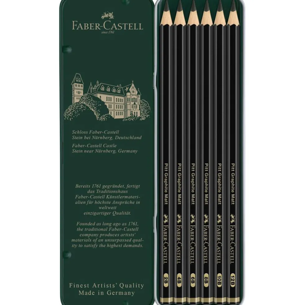 Zestaw ołówków grafitowych Pitt Graphite Matt - Faber-Castell - 6 szt.