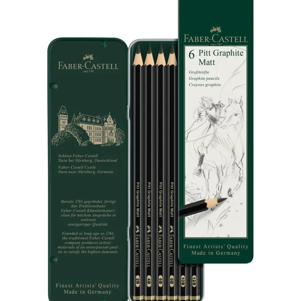 Zestaw ołówków grafitowych Pitt Graphite Matt - Faber-Castell - 6 szt.