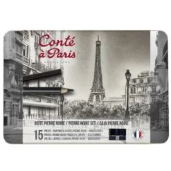 Zestaw ołówków i węgli rysunkowych z akcesoriami - Conté à Paris - 15 szt.