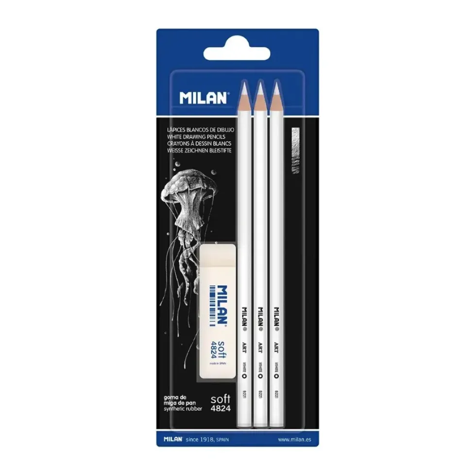Zestaw ołówków węglowych Art Charcoal - Milan - białe 3 szt.