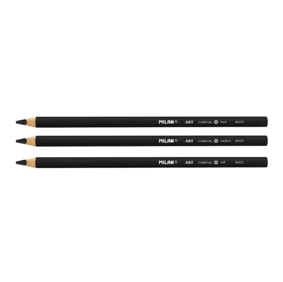 Zestaw ołówków węglowych Art Charcoal - Milan - czarne 3 szt.