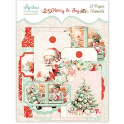 Zestaw papierowych tagów i kopert - Mintay - Merry & Joy, 27 szt.