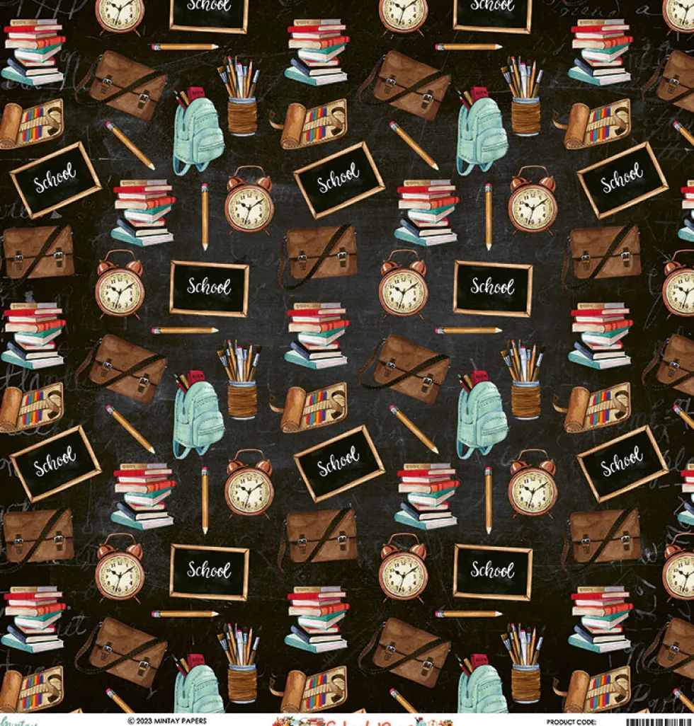Zestaw papierów do scrapbookingu 15,2 x 15,2 cm - Mintay - School Days
