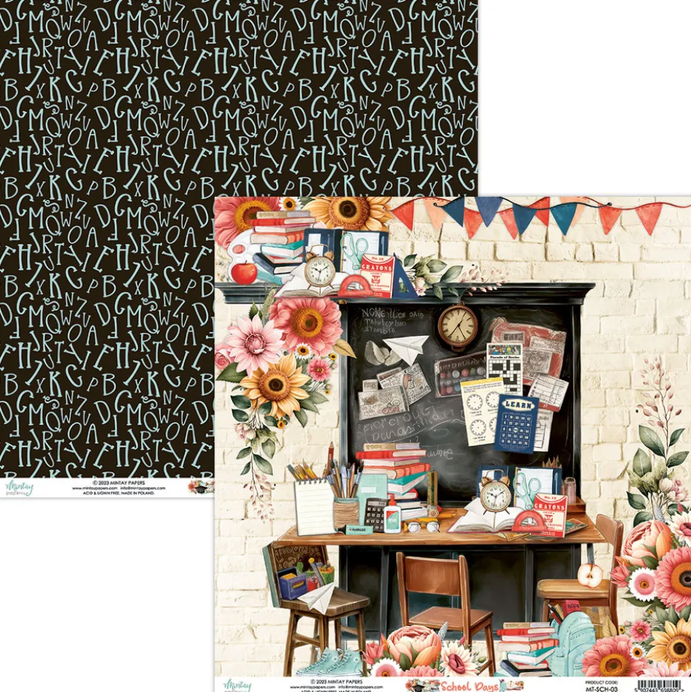 Zestaw papierów do scrapbookingu 15,2 x 15,2 cm - Mintay - School Days