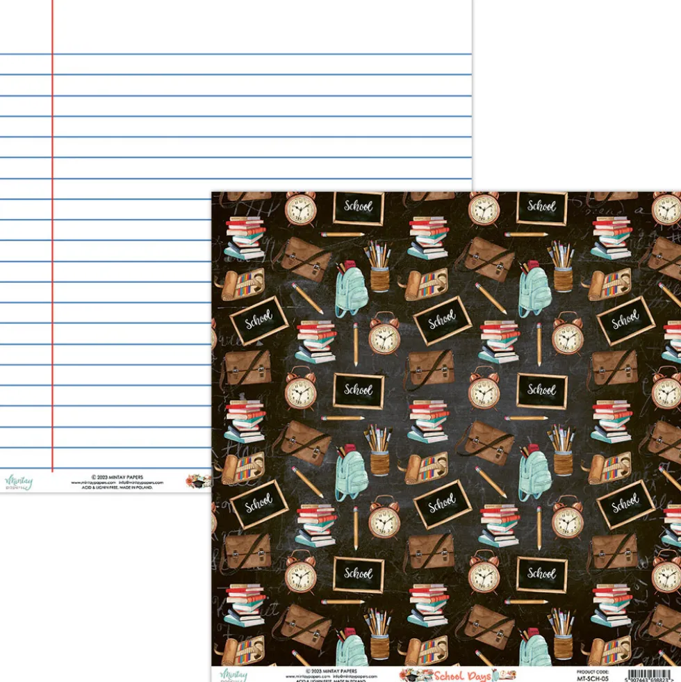 Zestaw papierów do scrapbookingu 15,2 x 15,2 cm - Mintay - School Days