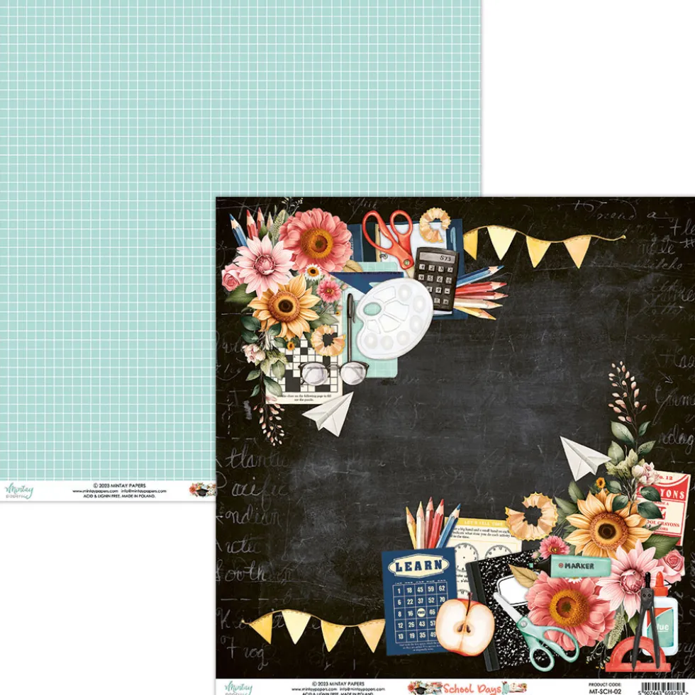 Zestaw papierów do scrapbookingu 15,2 x 15,2 cm - Mintay - School Days