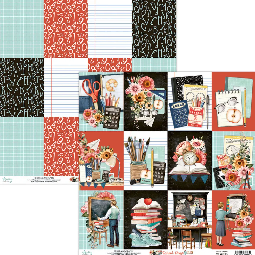 Zestaw papierów do scrapbookingu 15,2 x 15,2 cm - Mintay - School Days