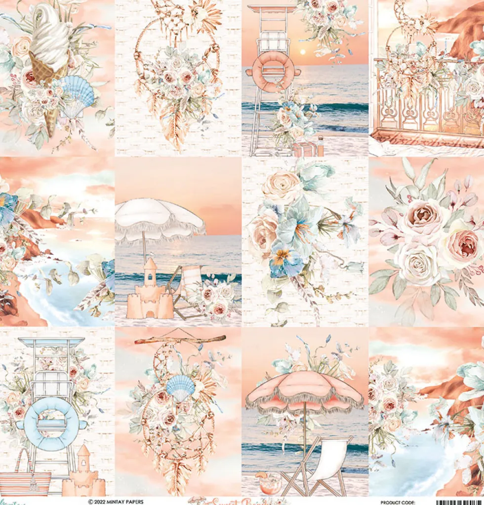 Zestaw papierów do scrapbookingu 30,5 x 30,5 cm - Mintay - Sunset Beach