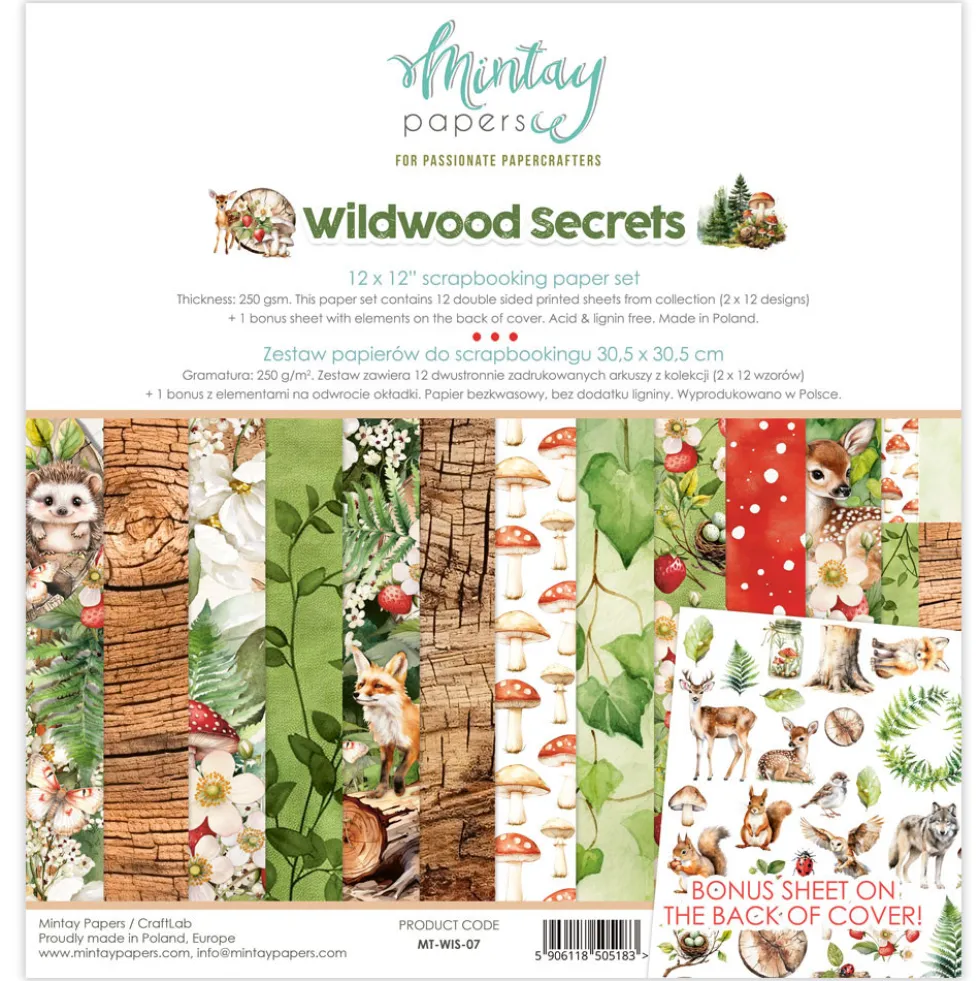 Zestaw papierów do scrapbookingu 30,5 x 30,5 cm - Mintay - Wildwood Secrets