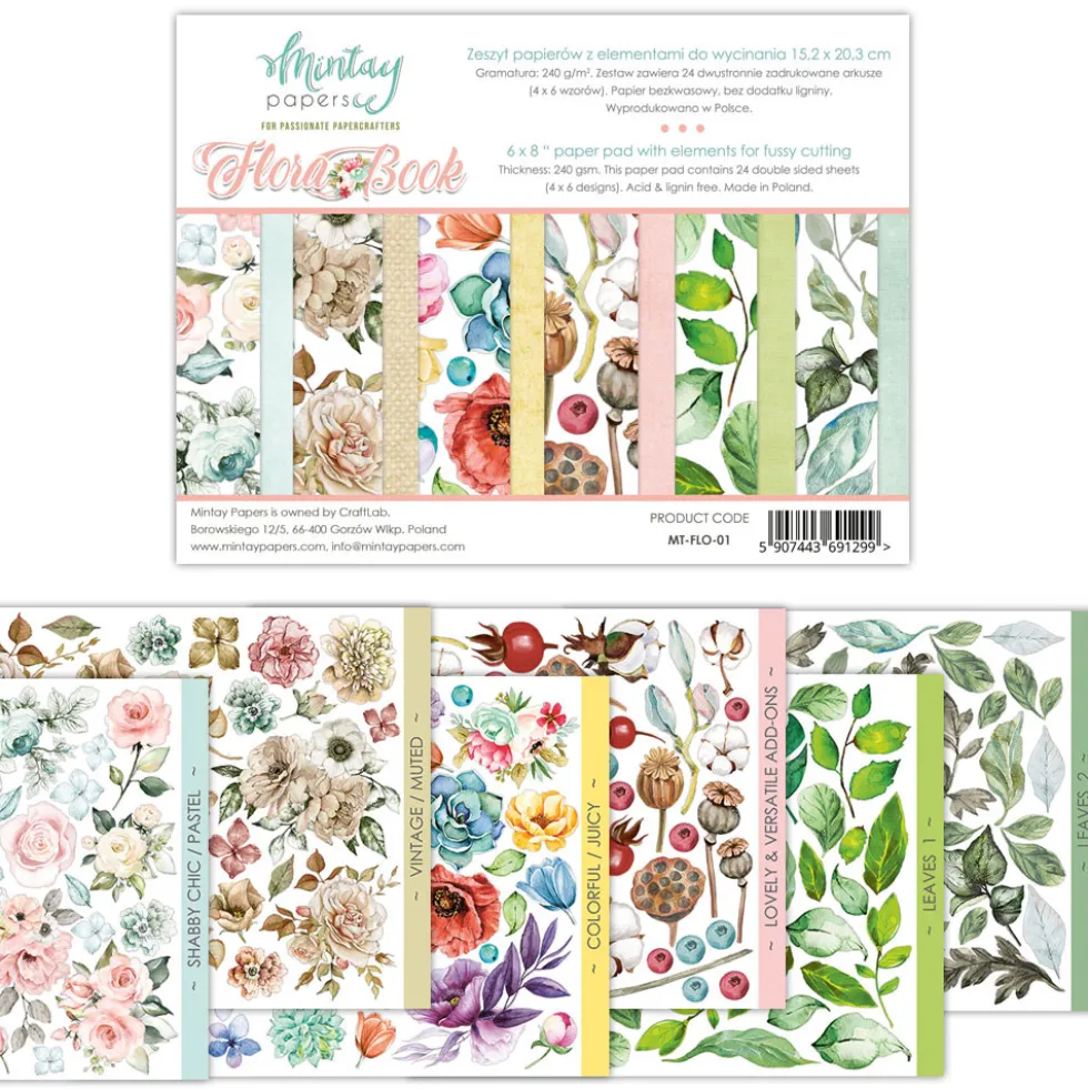 Zestaw papierów 15 x 20 cm - Mintay - Flora Book