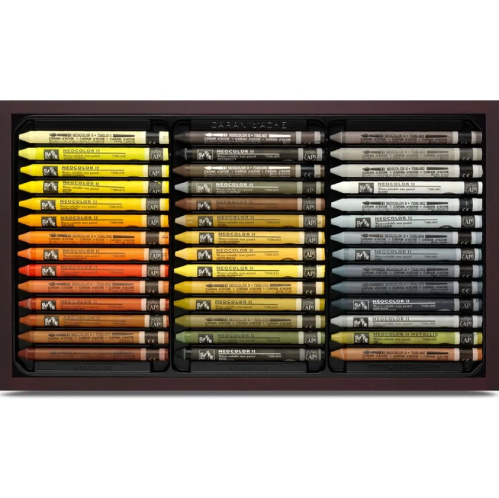 Zestaw pasteli akwarelowych Neocolor II w drewnianej walizce - Caran d'Ache - 84 szt.