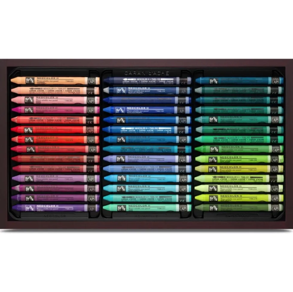 Zestaw pasteli akwarelowych Neocolor II w drewnianej walizce - Caran d'Ache - 84 szt.