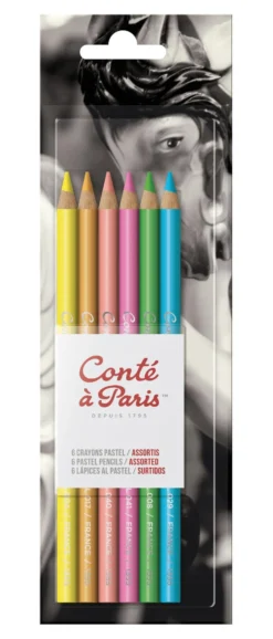 Zestaw pasteli suchych w kredce - Conté à Paris - jaskrawe odcienie, 6 szt.