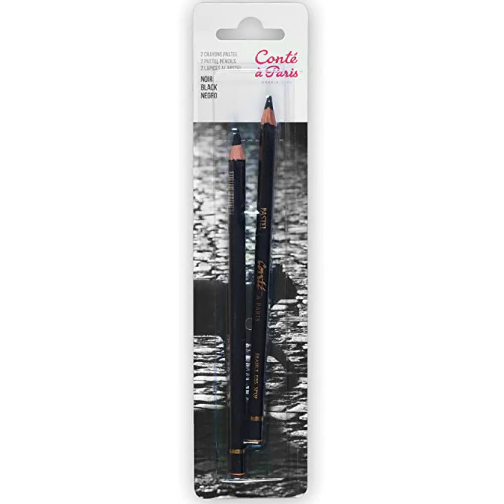 Zestaw pasteli suchych w kredce Pastel Pencils - Conté à Paris - Black, 2 szt.