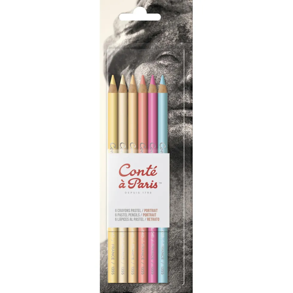 Zestaw pasteli suchych w kredce Pastel Pencils, Portrait - Conté à Paris - 6 szt.
