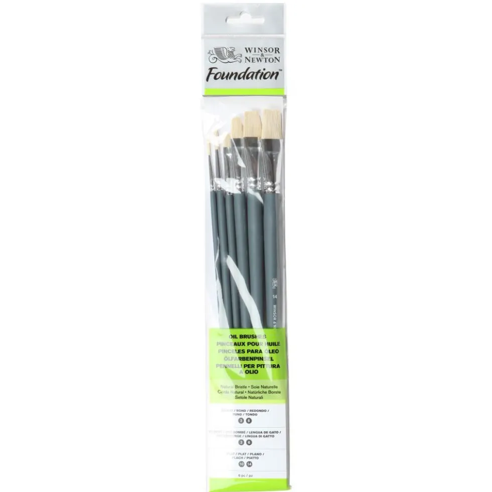 Zestaw pędzli Foundation do oleju - Winsor & Newton - 6 szt.