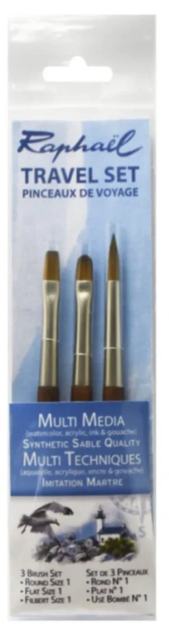 Zestaw pędzli podróżnych Travel Set nr 1 - Raphael - 3 szt.