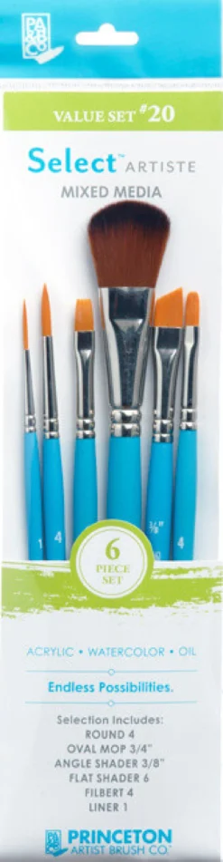Zestaw pędzli syntetycznych Select Artiste, Value Set 20 - Princeton - 6 szt.