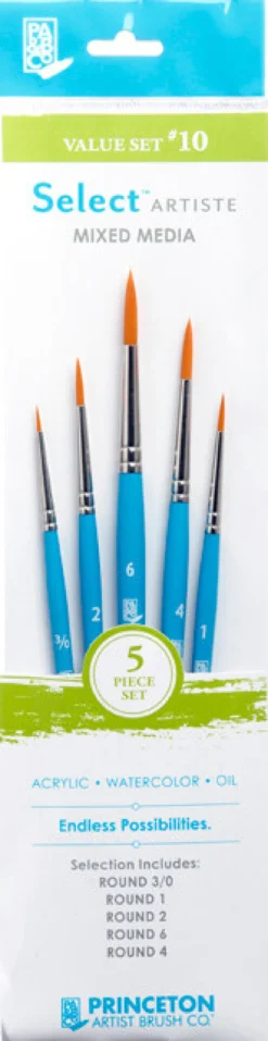Zestaw pędzli syntetycznych Select Artiste, Value Set 10 - Princeton - 5 szt.