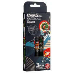 Zestaw piór kulkowych EnerGel Nature - Pentel - Dark 0,7 mm 3 szt.