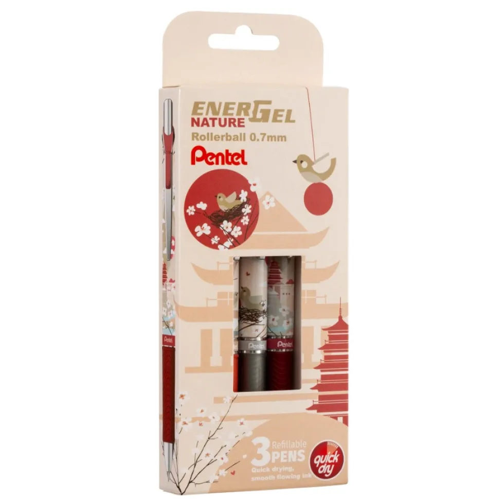 Zestaw piór kulkowych EnerGel Nature - Pentel - Light 0,7 mm 3 szt.