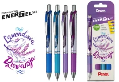 Zestaw piór kulkowych EnerGel - Pentel - Lawendowa Prowansja, 0,7 mm, 4 szt.