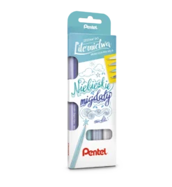 Zestaw pisaków artystycznych Brush Sign Pen - Pentel - Niebieskie migdały, 4 szt.