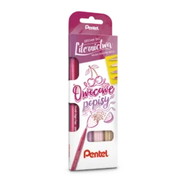 Zestaw pisaków artystycznych Brush Sign Pen - Pentel - Owocowe popisy, 4 szt.
