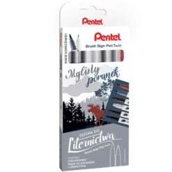 Zestaw pisaków Brush Sign Pen Twin - Pentel - Mglisty Poranek, 6 szt.