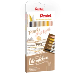 Zestaw pisaków Brush Sign Pen Twin - Pentel - Piaski Pustyni, 6 szt.