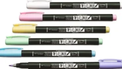 Zestaw pisaków do kaligrafii Fudenosuke Brush Pen Pastel - Tombow - 6 kolorów