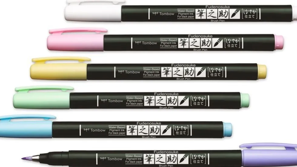 Zestaw pisaków do kaligrafii Fudenosuke Brush Pen Pastel - Tombow - 6 kolorów