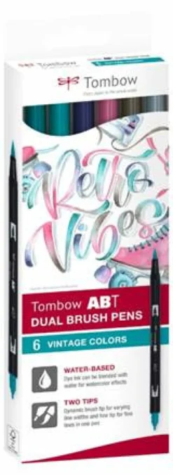 Zestaw pisaków Dual Brush Pen Vintage - Tombow - 6 szt.