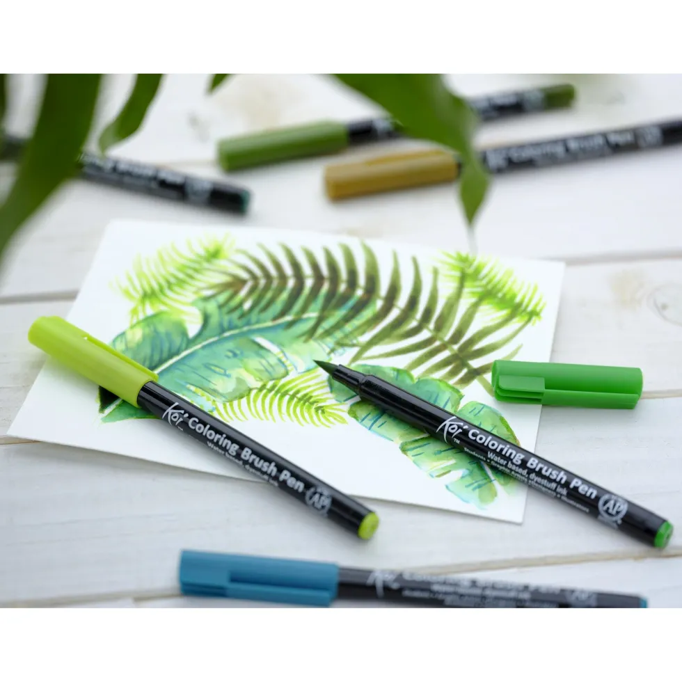 Zestaw pisaków pędzelkowych Koi Coloring Brush Pen - Sakura - Botanical, 6 szt.