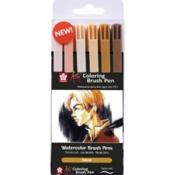 Zestaw pisaków pędzelkowych Koi Coloring Brush Pen - Sakura - Portrait, 6 szt.