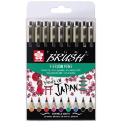 Zestaw pisaków pędzelkowych Pigma Brush - Sakura - 9 kolorów
