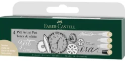 Zestaw pisaków Pitt Artist Pen Black & White - Faber-Castell - 4 szt.